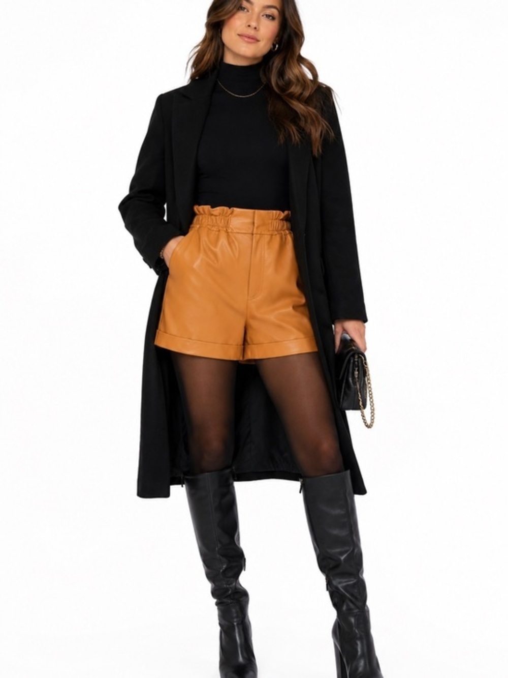 Joie Leather Shorts Orange Paperbag High Rise Boho Chic Size